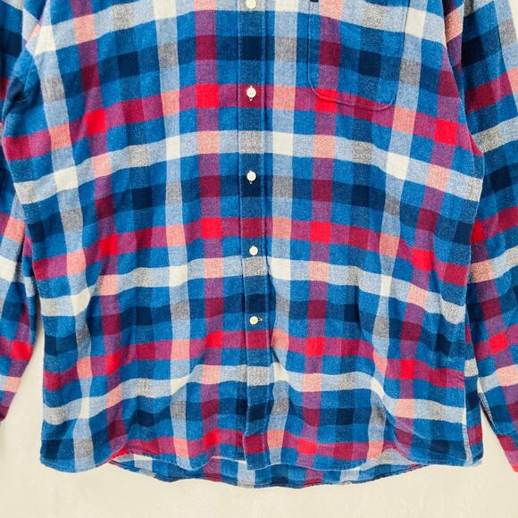 Barbour Flannel Shirt Mens XXL Tailored Fit Blue Red Button Down Long Sleeve - Picture 3 of 13